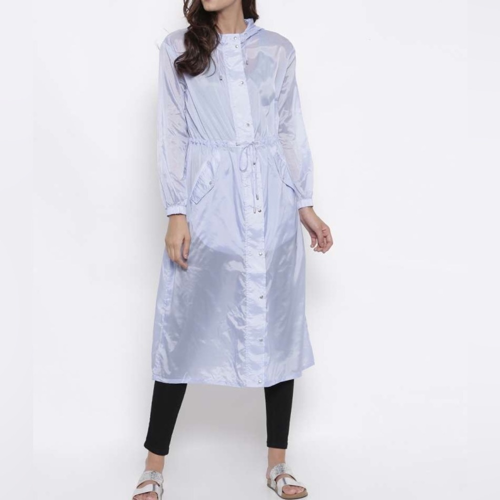 Forever 21 Periwinkle Pastel Blue Long Windbreaker Size S